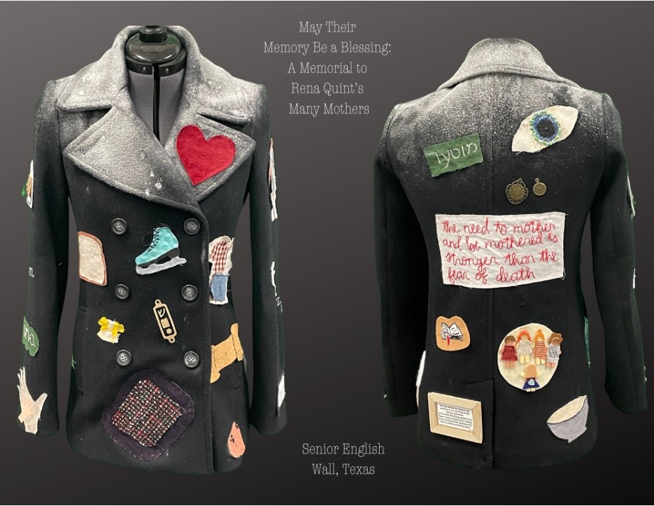 Winning coat that the senior dual credit students created for the Yad Vashem “Who’s your hero?”  contest